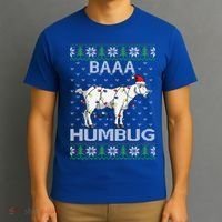 Baaa Humbug Goat Santa Hat Christmas Lights Ugly Sweater Gift T-Shirt thumb 3