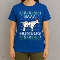 Baaa Humbug Goat Santa Hat Christmas Lights Ugly Sweater Gift T-Shirt thumb 4