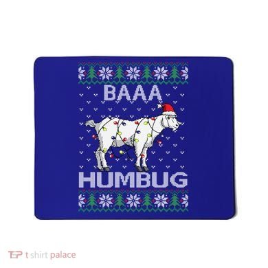 Baaa Humbug Goat Santa Hat Christmas Lights Ugly Sweater Gift Mousepad