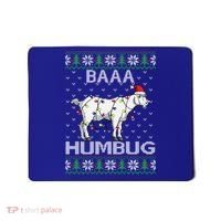 Baaa Humbug Goat Santa Hat Christmas Lights Ugly Sweater Gift Mousepad thumb 0