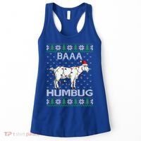 Baaa Humbug Goat Santa Hat Christmas Lights Ugly Sweater Gift Women's Tank Top thumb 0