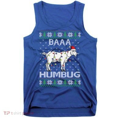 Baaa Humbug Goat Santa Hat Christmas Lights Ugly Sweater Gift Tank Top