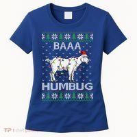 Baaa Humbug Goat Santa Hat Christmas Lights Ugly Sweater Gift Women's T-Shirt thumb 0