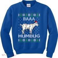 Baaa Humbug Goat Santa Hat Christmas Lights Ugly Sweater Gift Kids Sweatshirt thumb 0