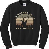 Buck Hunters & Gift Co. I'd Rather Be In The Woods Deer Hunting Kids Sweatshirt thumb 0