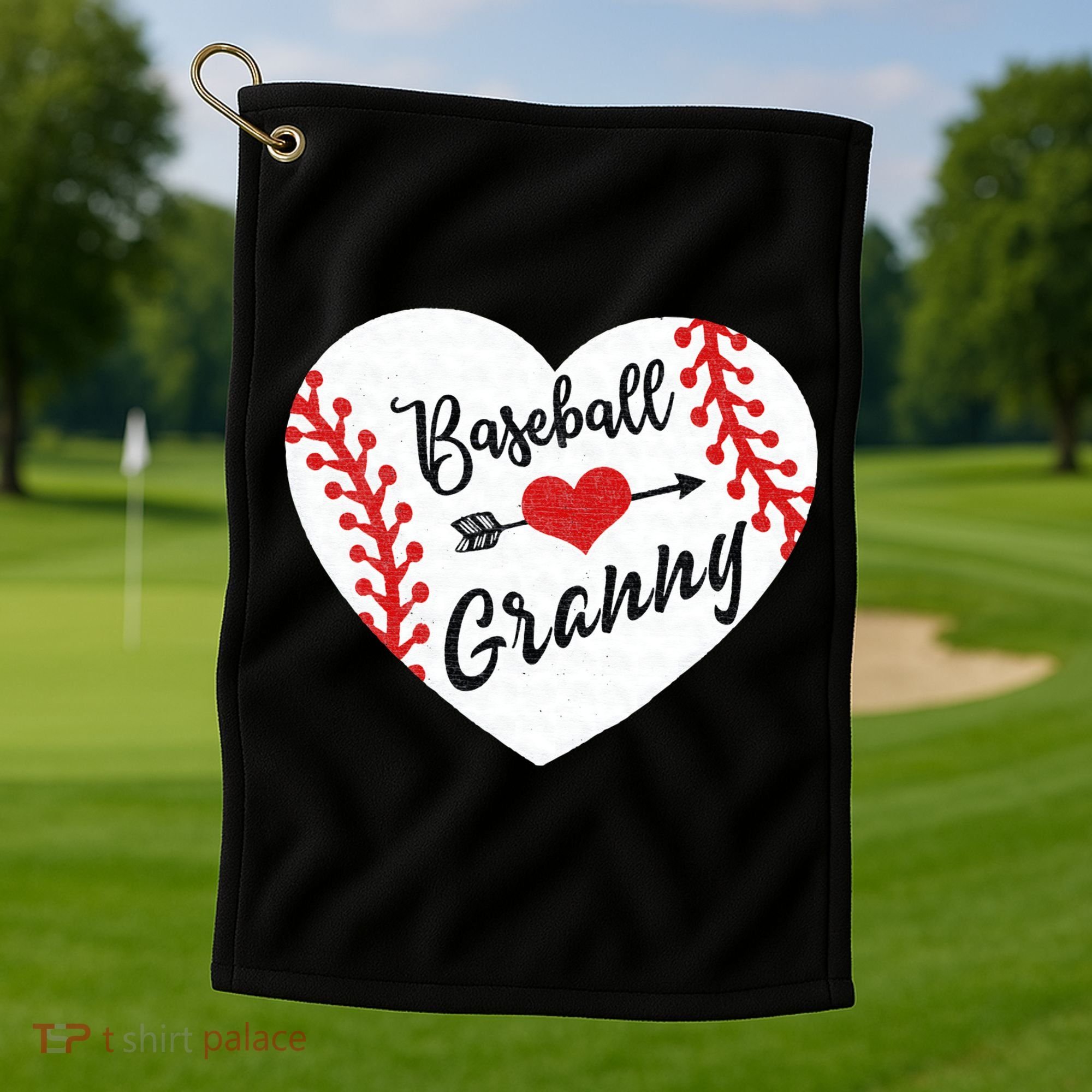 Baseball Heart Granny Grandma Mother's Day Gift Golf Towel