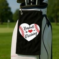 Baseball Heart Granny Grandma Mother's Day Gift Golf Towel thumb 2