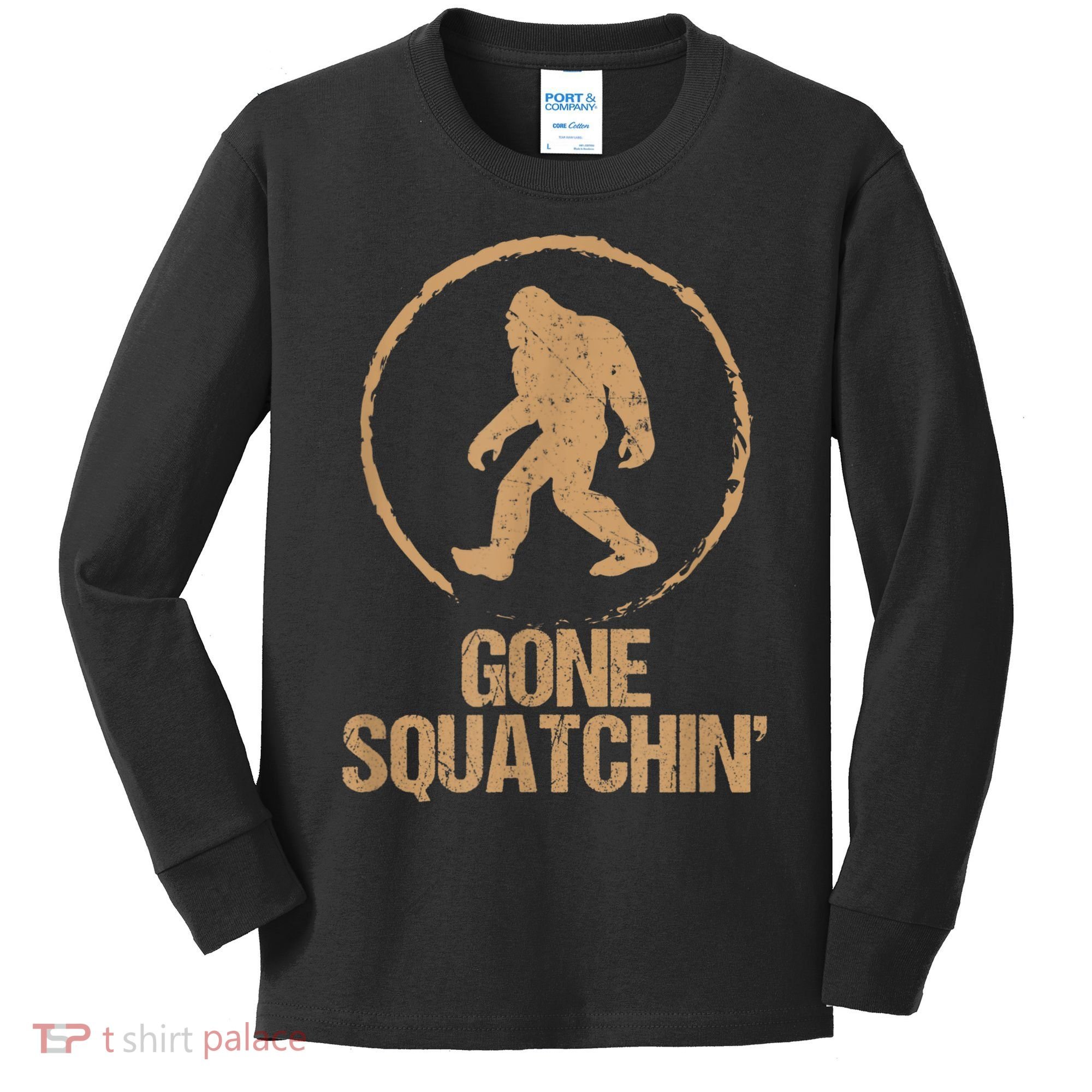 Bigfoot Hunter Gone Squatching Sasquatch Kids Long Sleeve Shirt