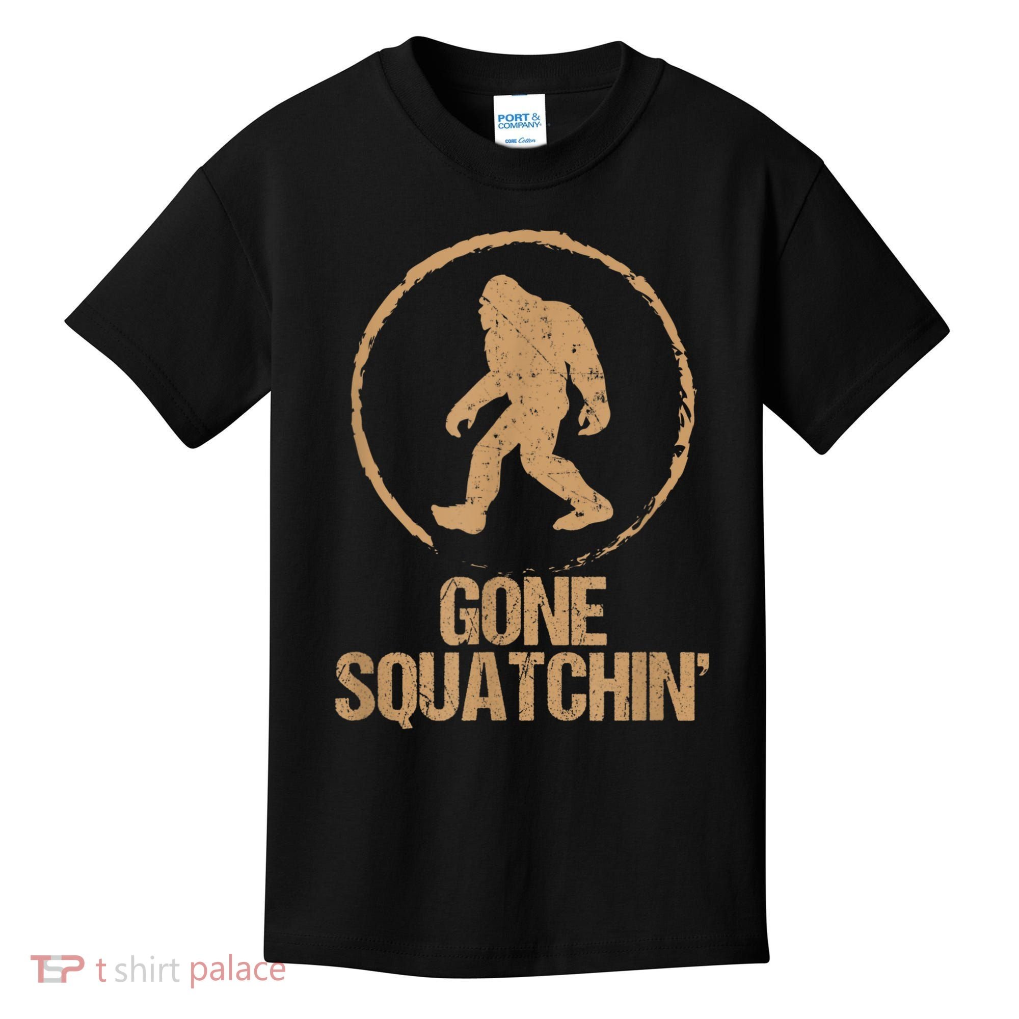 Bigfoot Hunter Gone Squatching Sasquatch Kids T-Shirt