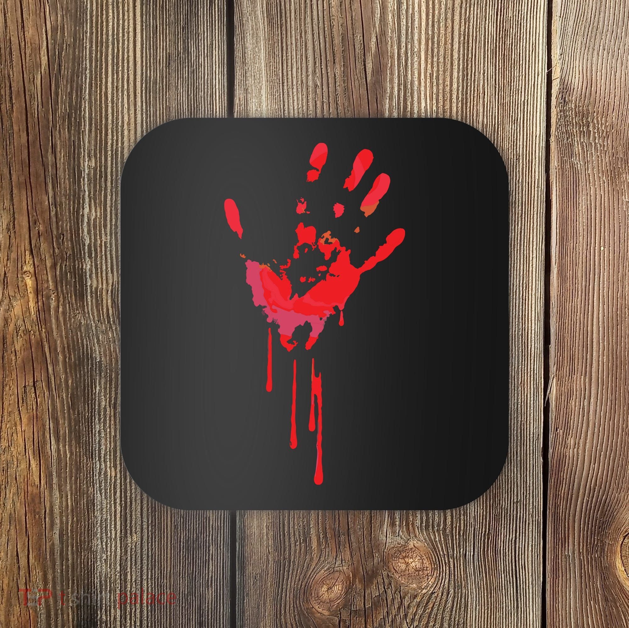 Bloody Hand Horror Blood Creepy Halloween Coaster