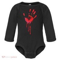 Bloody Hand Horror Blood Creepy Halloween Baby Long Sleeve Bodysuit thumb 0
