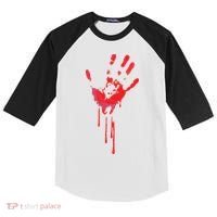 Bloody Hand Horror Blood Creepy Halloween Kids Colorblock Raglan Jersey thumb 0