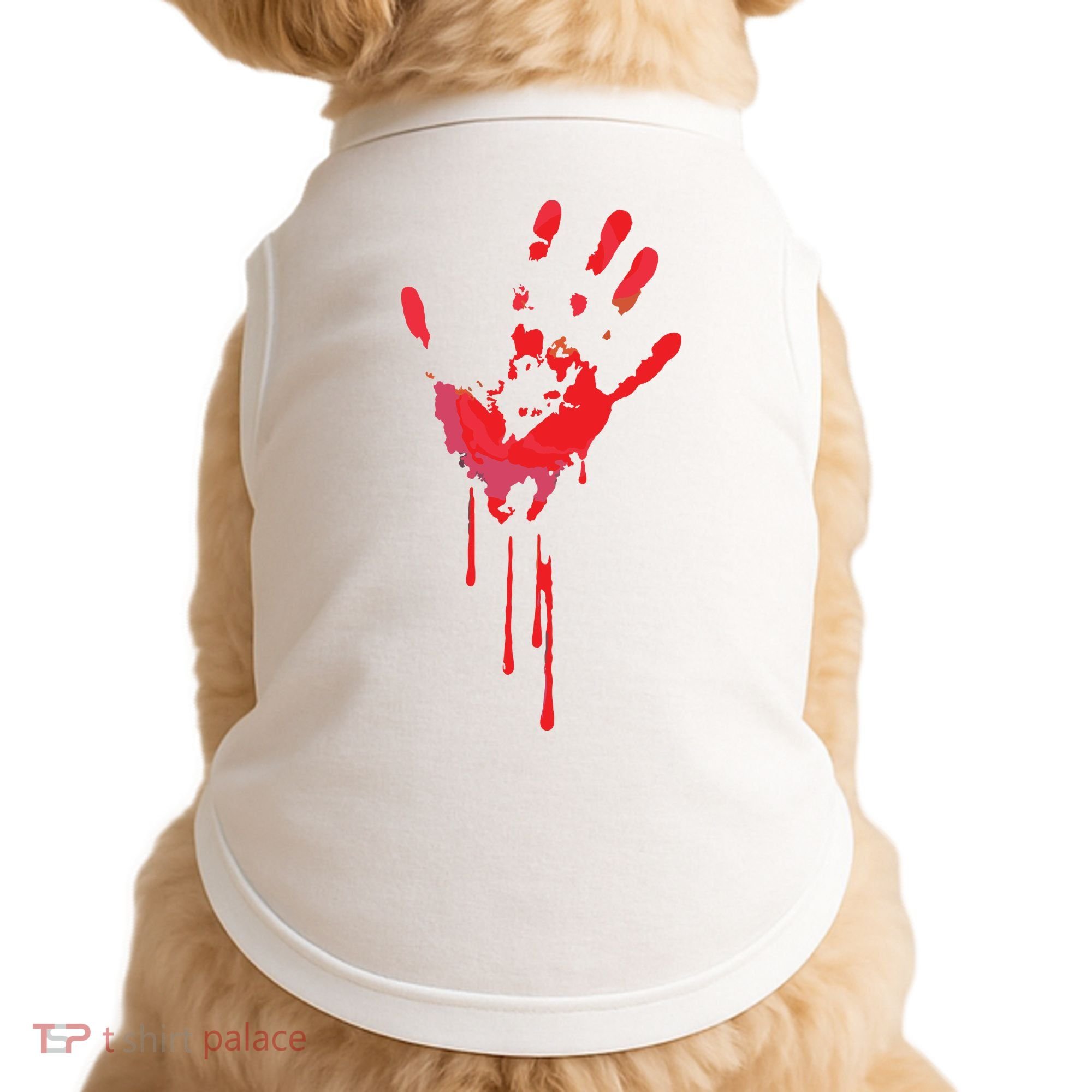 Bloody Hand Horror Blood Creepy Halloween Doggie Tank