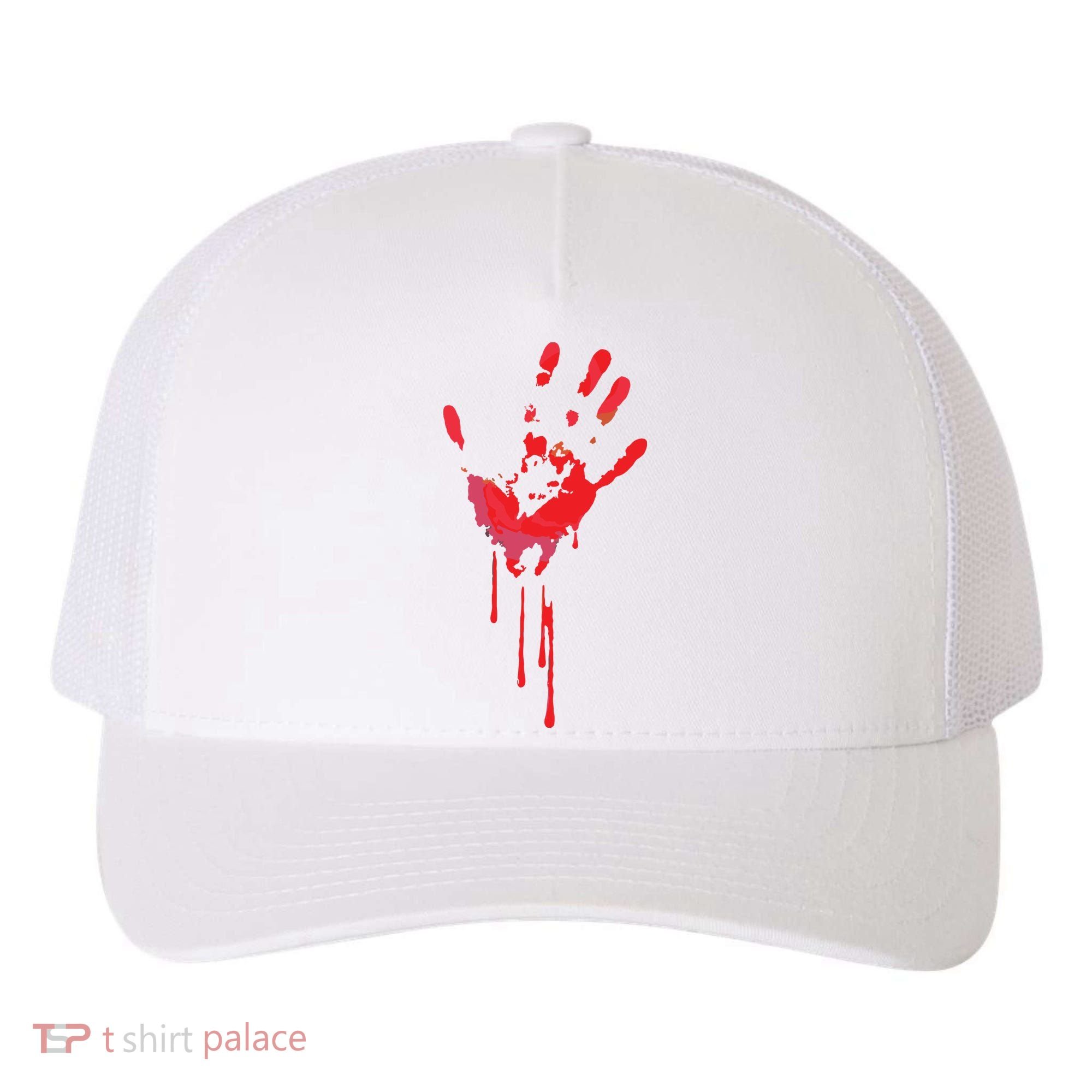 Bloody Hand Horror Blood Creepy Halloween Yupoong Adult 5-Panel Trucker Hat