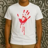 Bloody Hand Horror Blood Creepy Halloween T-Shirt thumb 3