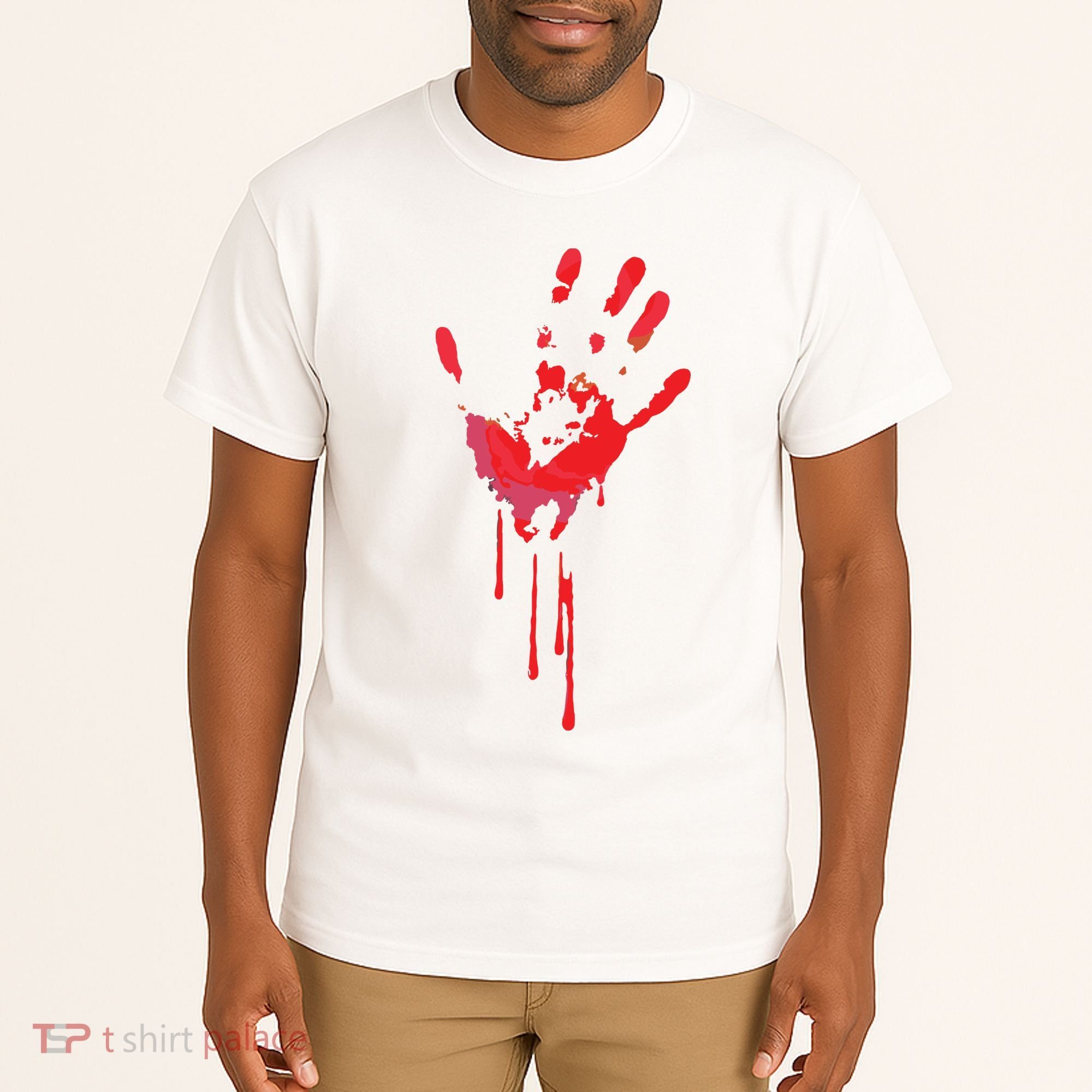 Bloody Hand Horror Blood Creepy Halloween Tall T-Shirt