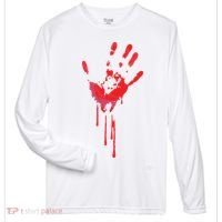 Bloody Hand Horror Blood Creepy Halloween Zone Performance Long-Sleeve T-Shirt thumb 0