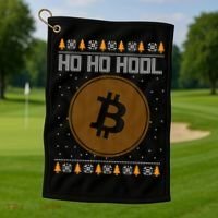 Bitcoin Ho Ho Hodl Crypto Ugly Christmas Golf Towel thumb 1