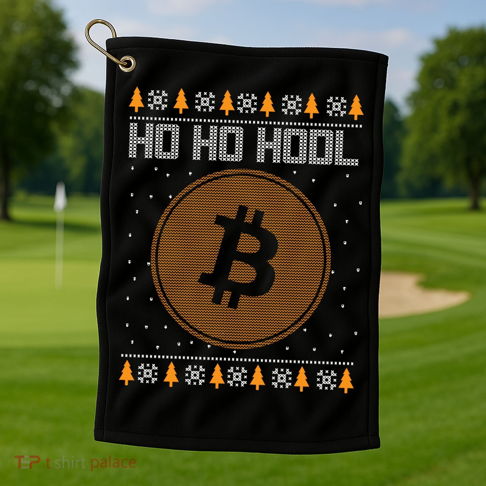 Bitcoin Ho Ho Hodl Crypto Ugly Christmas Golf Towel