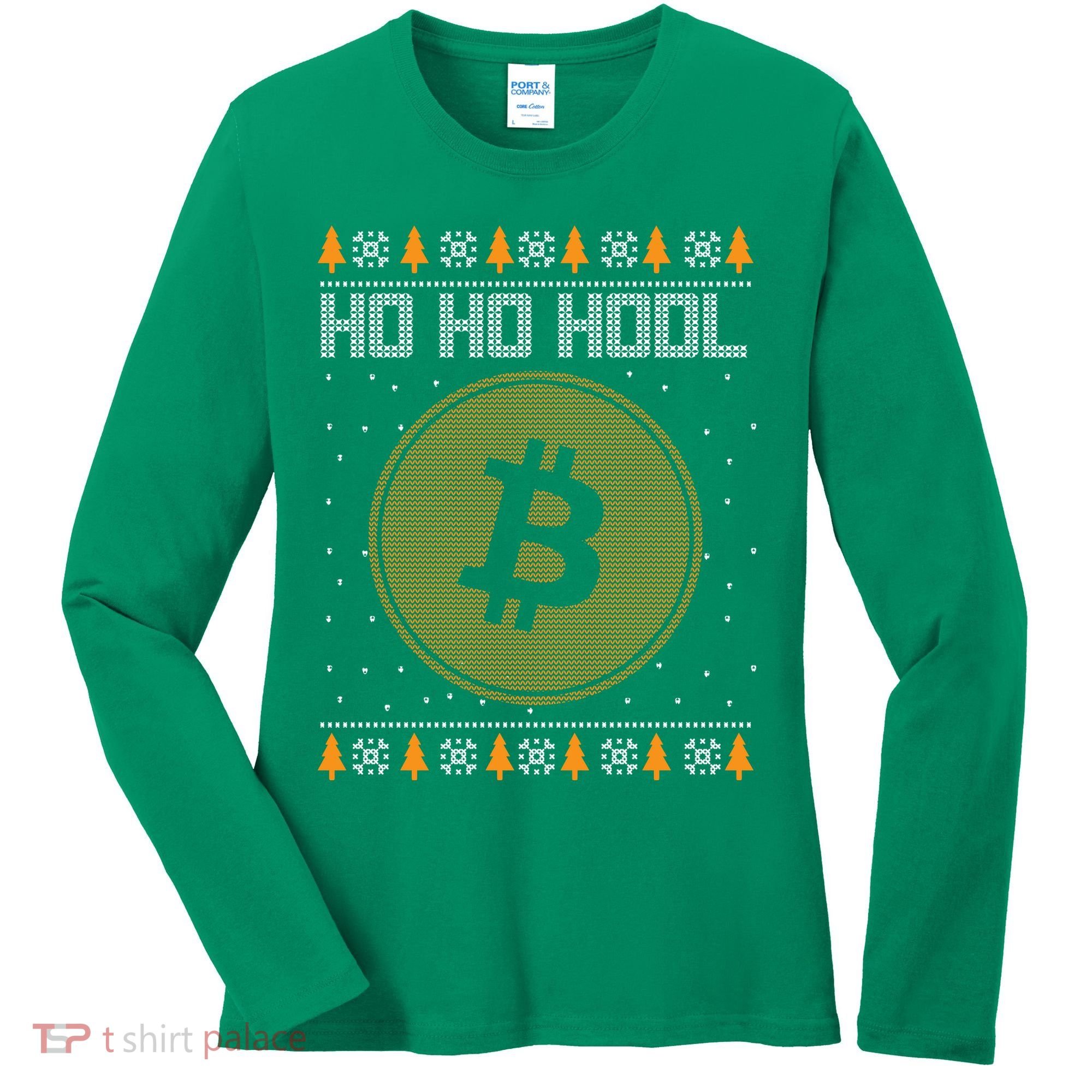 Bitcoin Ho Ho Hodl Crypto Ugly Christmas Women's Long Sleeve Shirt