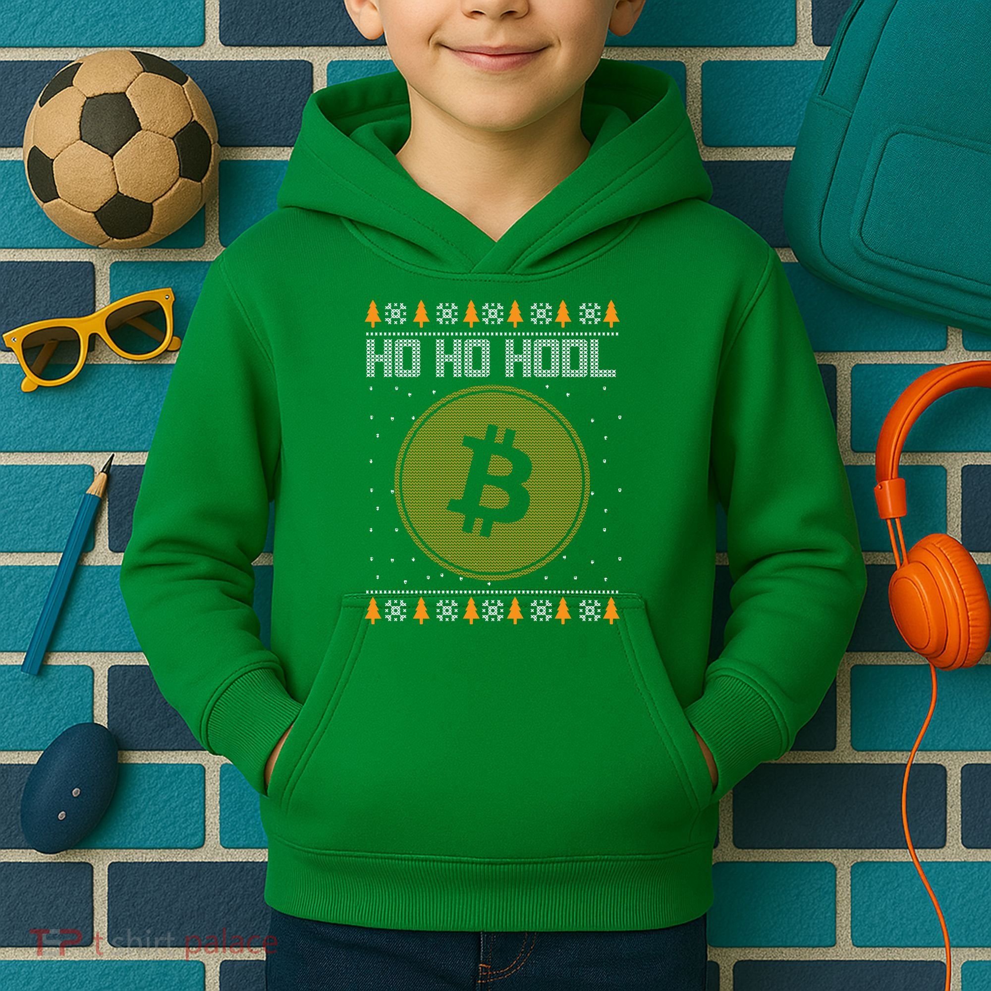 Bitcoin Ho Ho Hodl Crypto Ugly Christmas Kids Hoodie