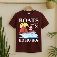 Boats & Ho Ho Hos Christmas Pajama Funny Humor Xmas Boating T-Shirt thumb 2