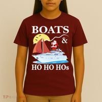 Boats & Ho Ho Hos Christmas Pajama Funny Humor Xmas Boating T-Shirt thumb 4