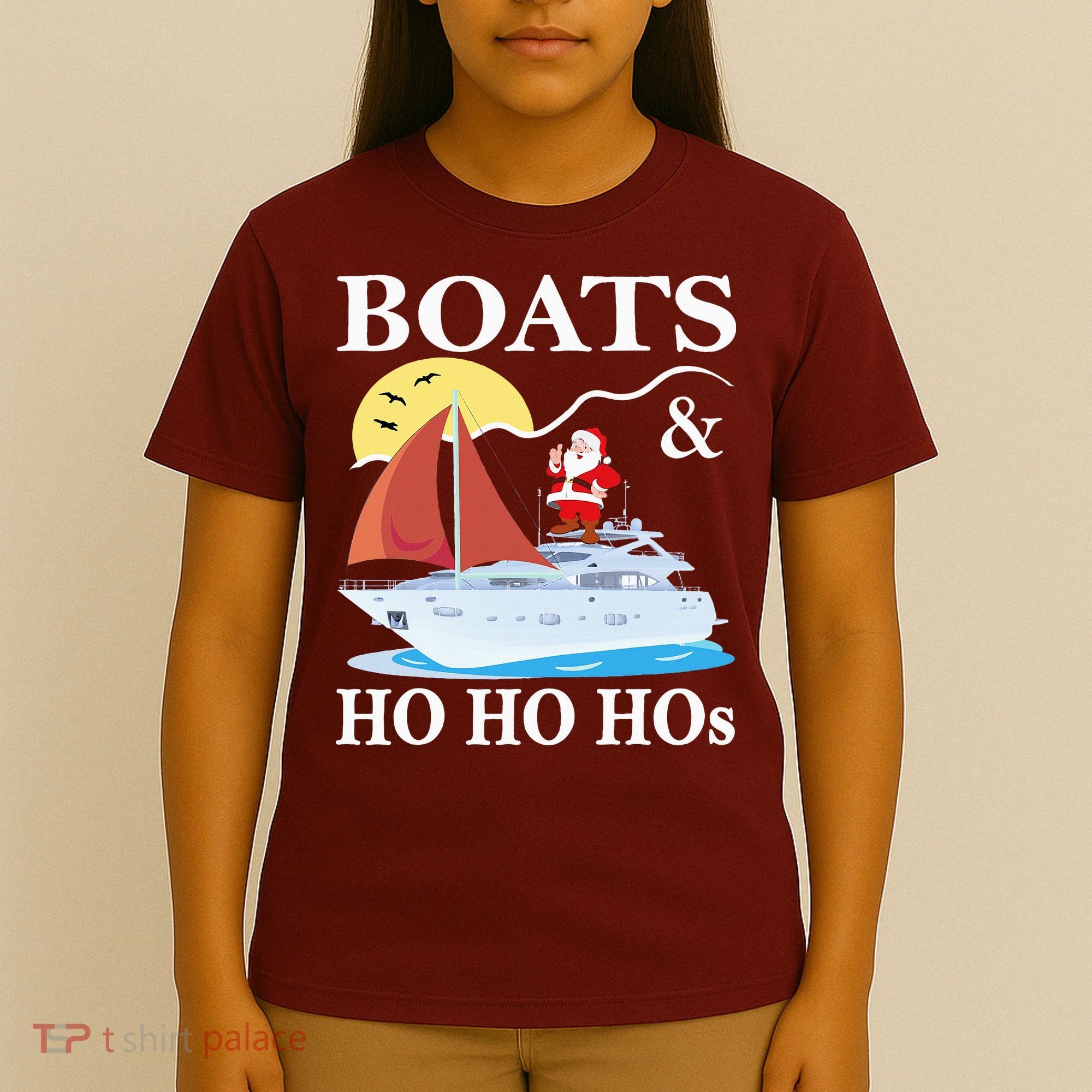 Boats & Ho Ho Hos Christmas Pajama Funny Humor Xmas Boating T-Shirt