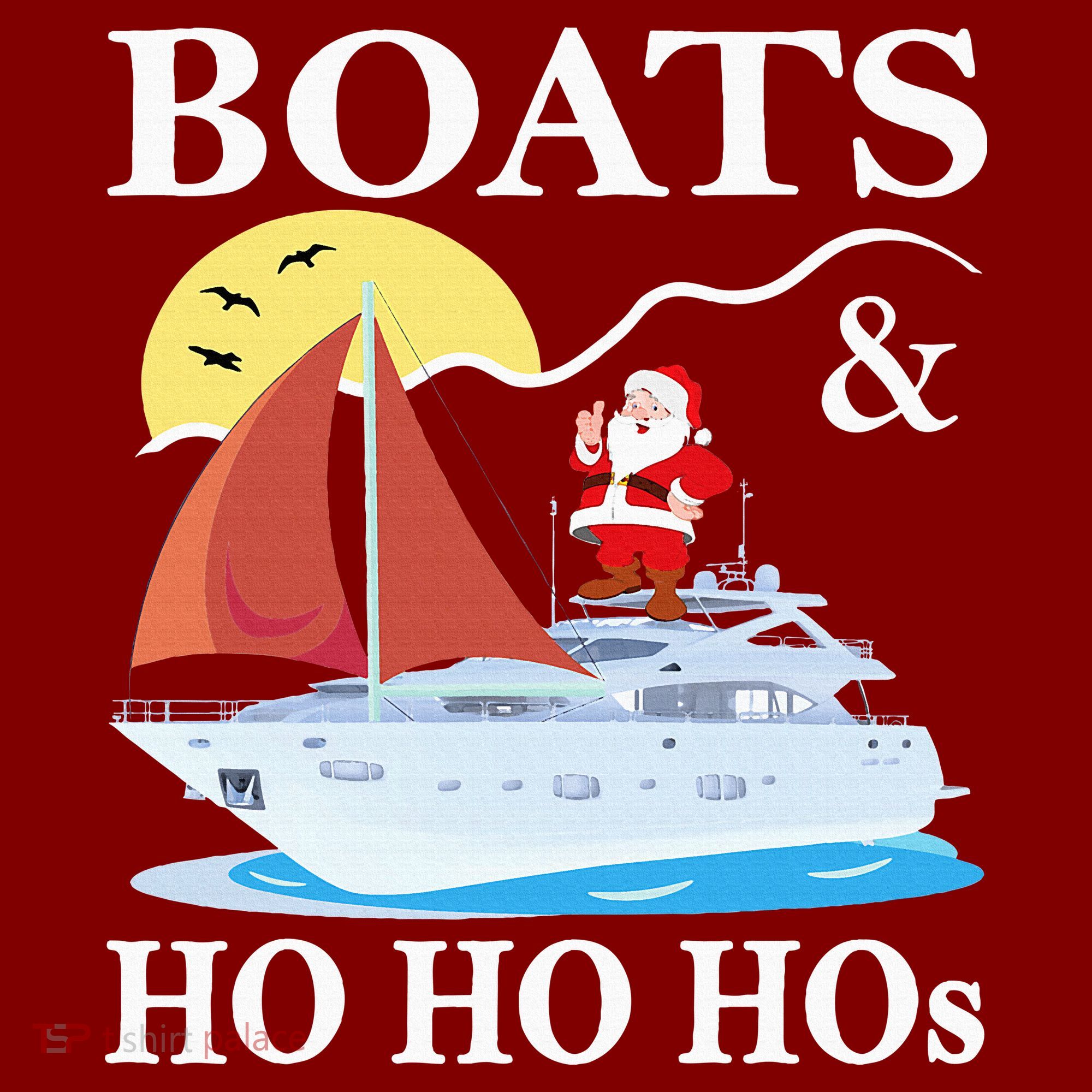 Boats & Ho Ho Hos Christmas Pajama Funny Humor Xmas Boating T-Shirt