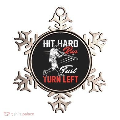 Baseball Hit Hard Run Fast Turn Left Funny Sport Vintage Gift Ornament