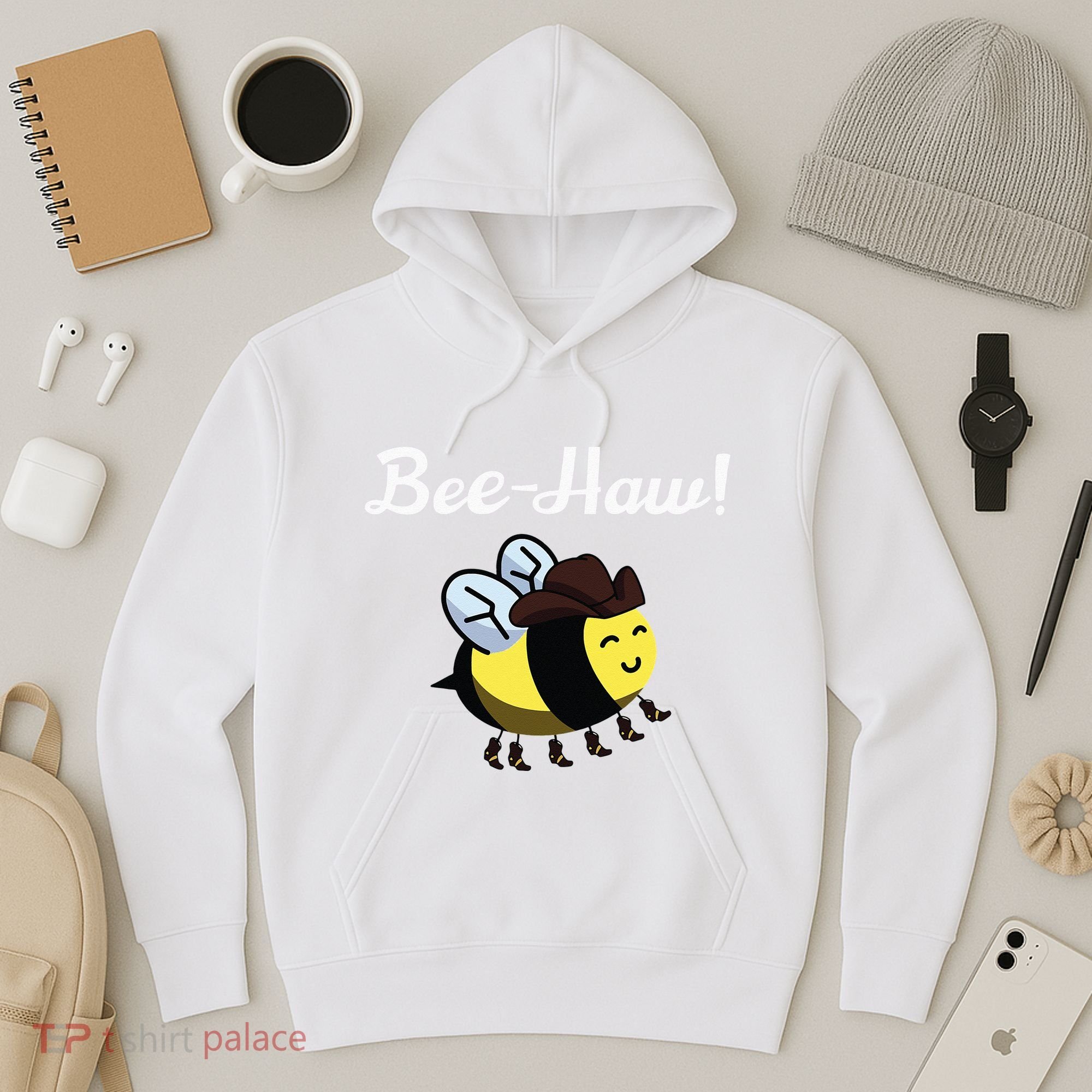 Bee Haw Honeybee Yeehaw Cow Ranch Bumblebee Farm Cow Hoodie