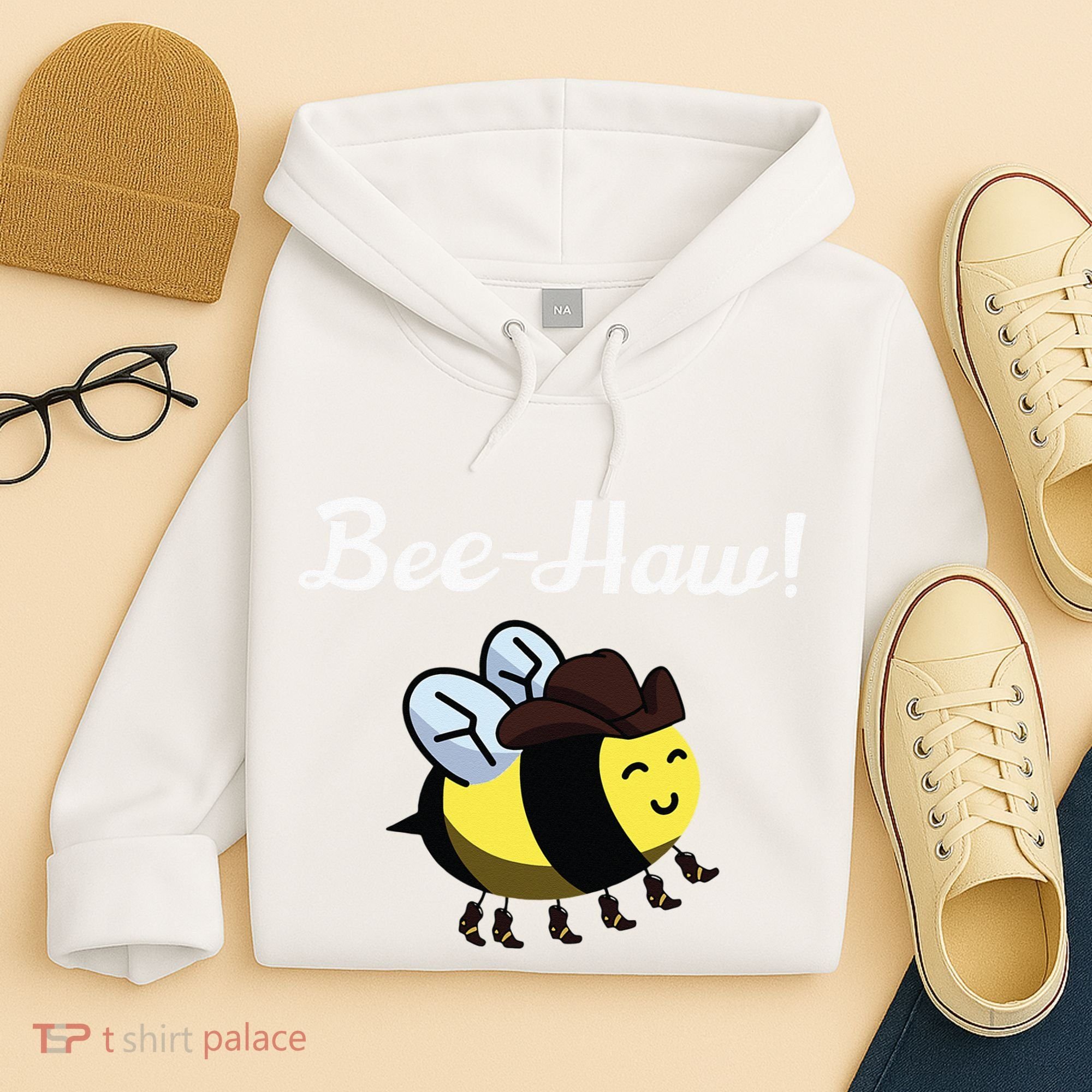 Bee Haw Honeybee Yeehaw Cow Ranch Bumblebee Farm Cow Hoodie