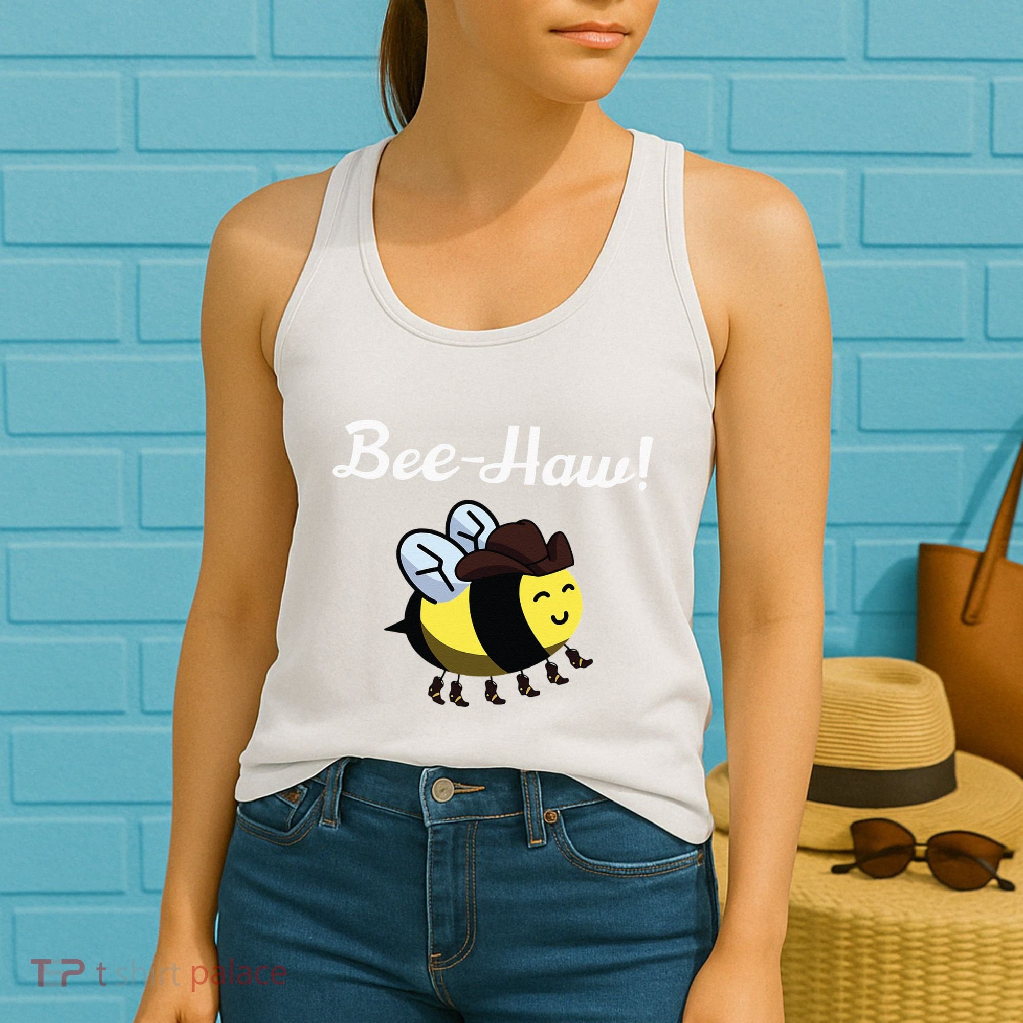 Bee Haw Honeybee Yeehaw Cow Ranch Bumblebee Farm Cow Women's Tank Top