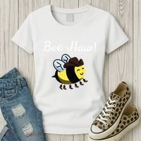 Bee Haw Honeybee Yeehaw Cow Ranch Bumblebee Farm Cow Women's T-Shirt thumb 3