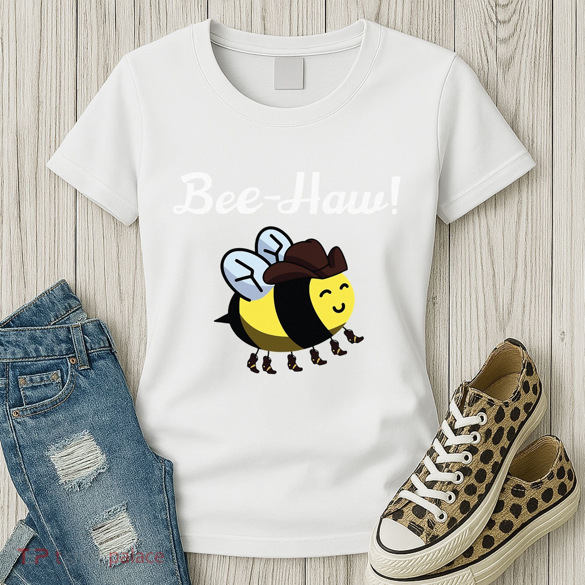 Bee Haw Honeybee Yeehaw Cow Ranch Bumblebee Farm Cow Women's T-Shirt