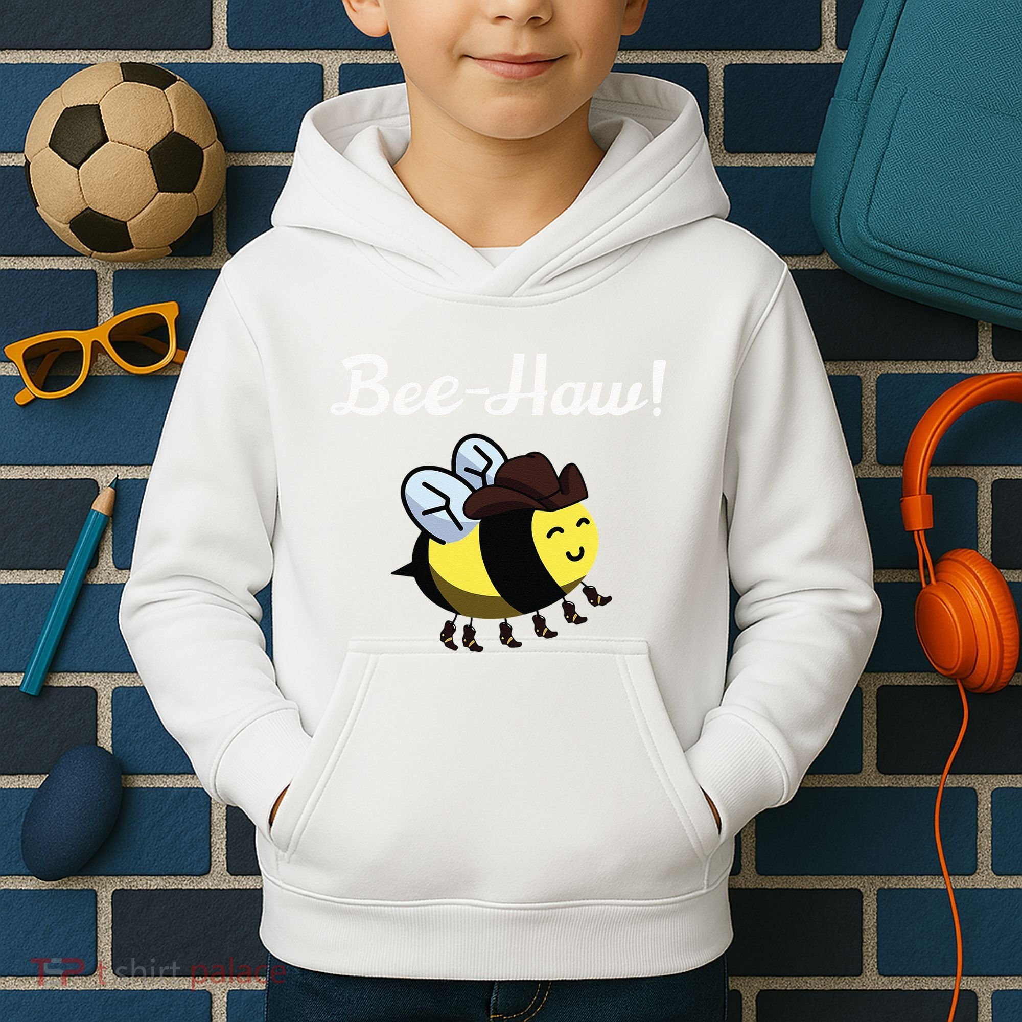 Bee Haw Honeybee Yeehaw Cow Ranch Bumblebee Farm Cow Kids Hoodie