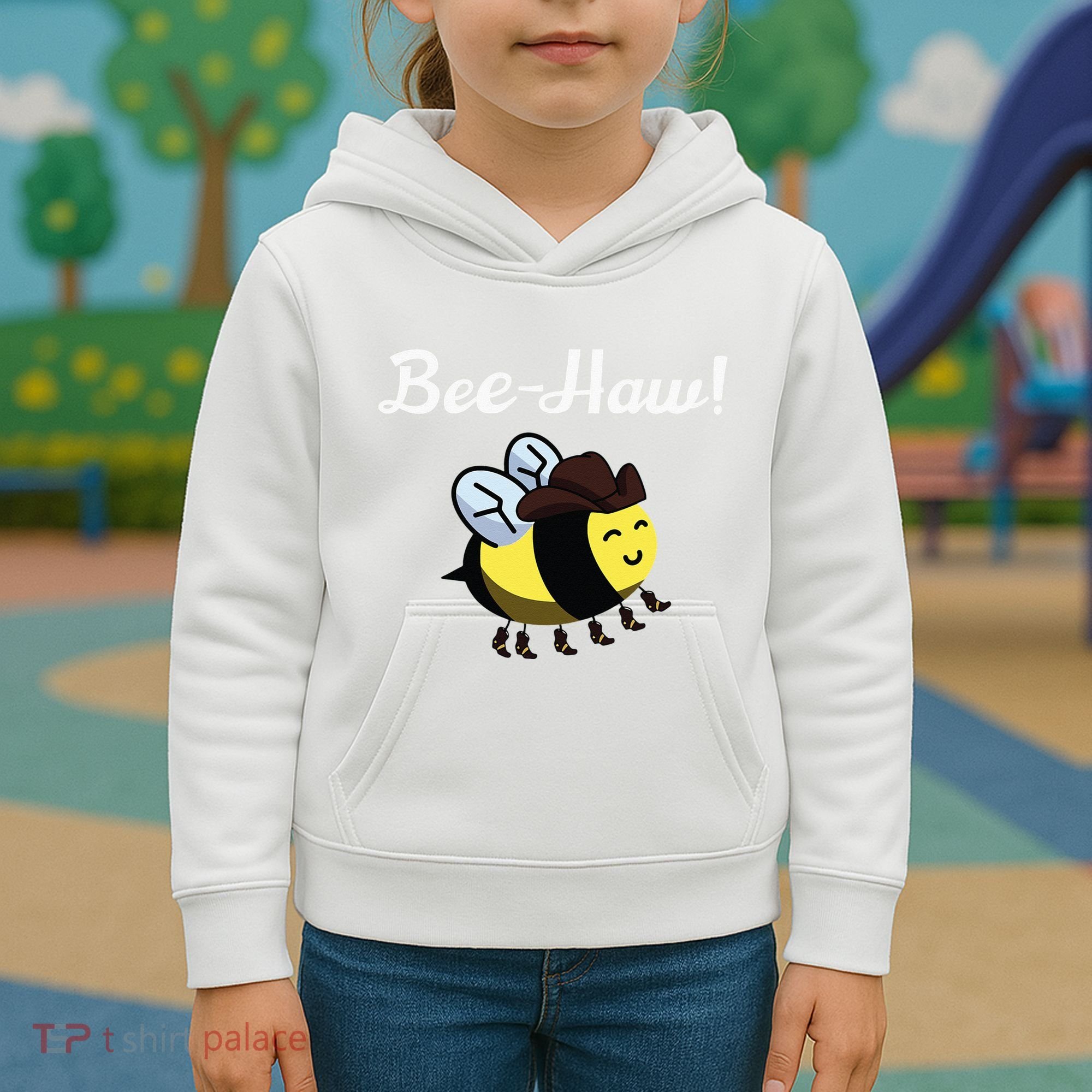 Bee Haw Honeybee Yeehaw Cow Ranch Bumblebee Farm Cow Kids Hoodie