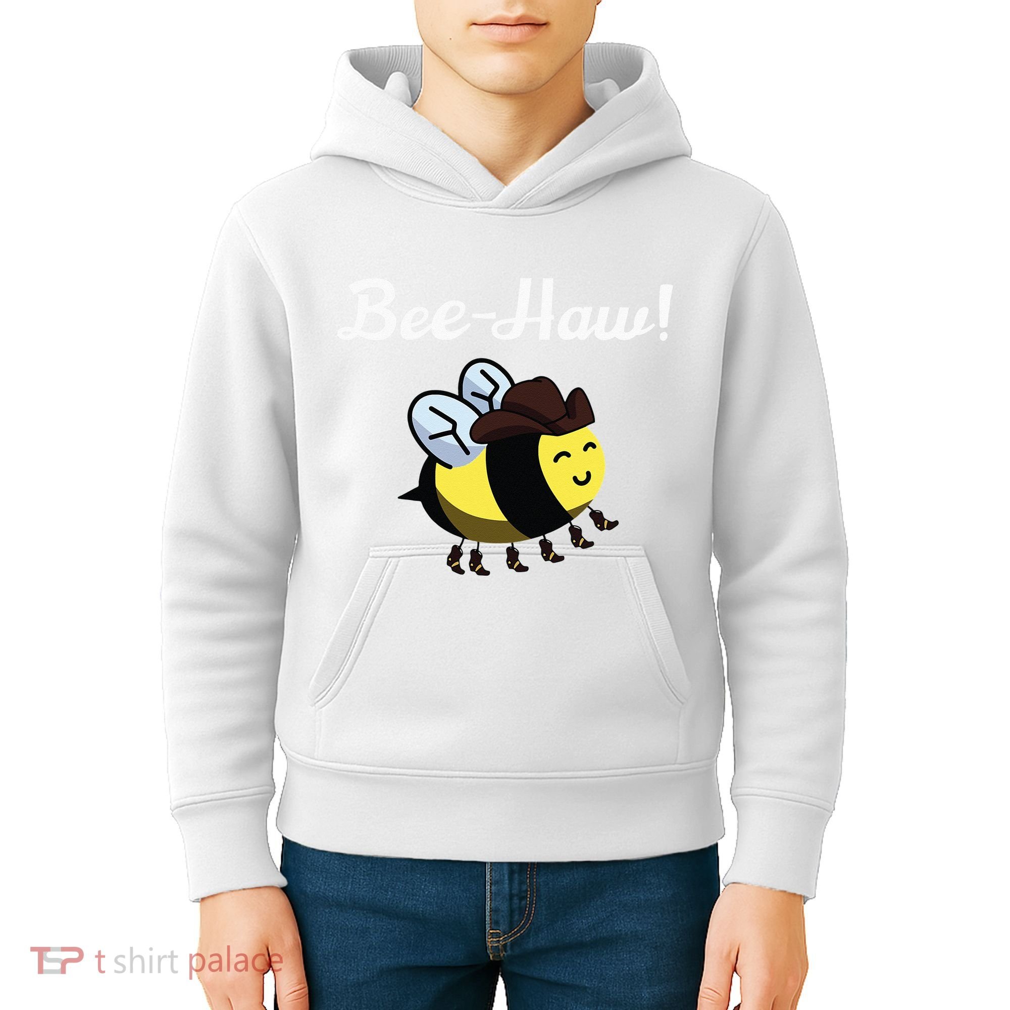 Bee Haw Honeybee Yeehaw Cow Ranch Bumblebee Farm Cow Kids Hoodie