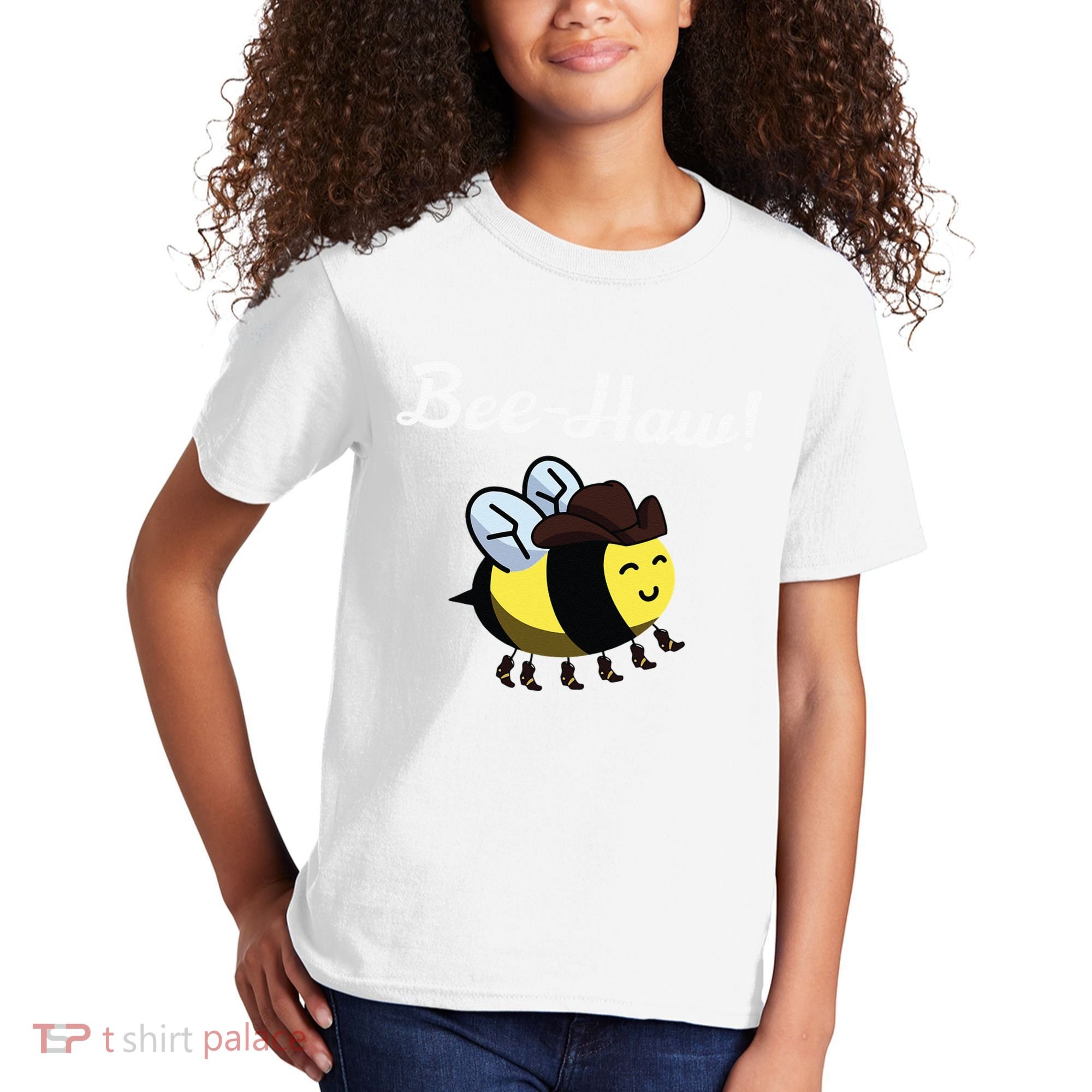 Bee Haw Honeybee Yeehaw Cow Ranch Bumblebee Farm Cow Kids T-Shirt