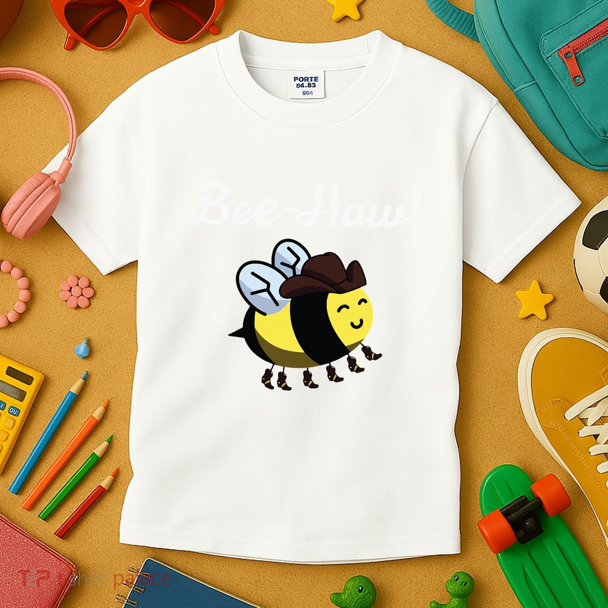 Bee Haw Honeybee Yeehaw Cow Ranch Bumblebee Farm Cow Kids T-Shirt