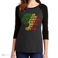 Black History Honoring The Past Inspiring The Future Tree Women's Tri-Blend 3/4-Sleeve Raglan Shirt thumb 2