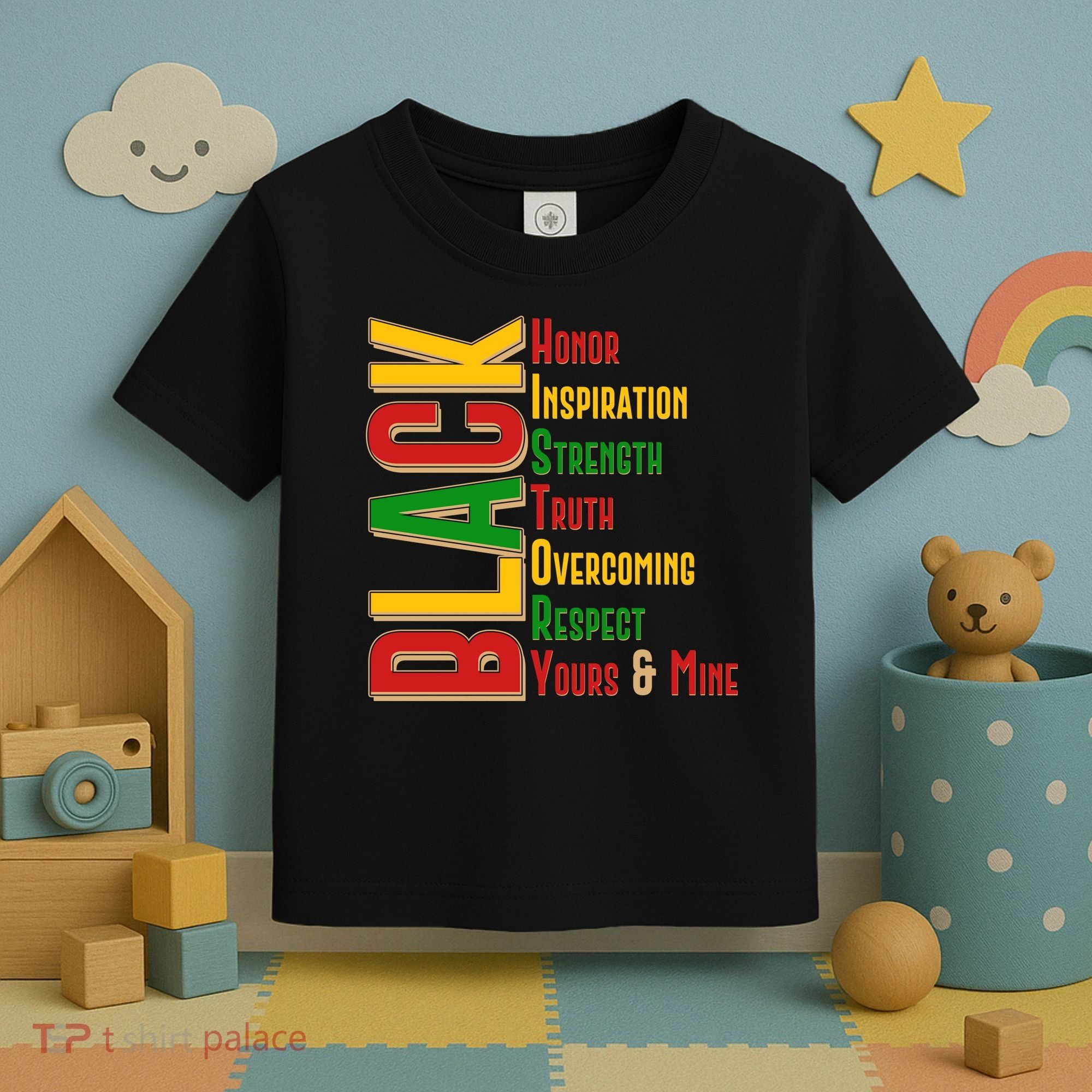 Black History Honor Inspiration Strength Truth Overcoming Respect Yours And Mine Toddler T-Shirt