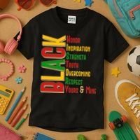 Black History Honor Inspiration Strength Truth Overcoming Respect Yours And Mine Kids T-Shirt thumb 3