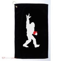 Bigfoot Holding Heart Valentines Day I Love You Hand For Asl Golf Towel thumb 0