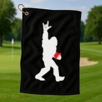 Bigfoot Holding Heart Valentines Day I Love You Hand For Asl Golf Towel thumb 1