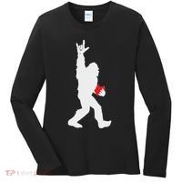Bigfoot Holding Heart Valentines Day I Love You Hand For Asl Women's Long Sleeve Shirt thumb 0