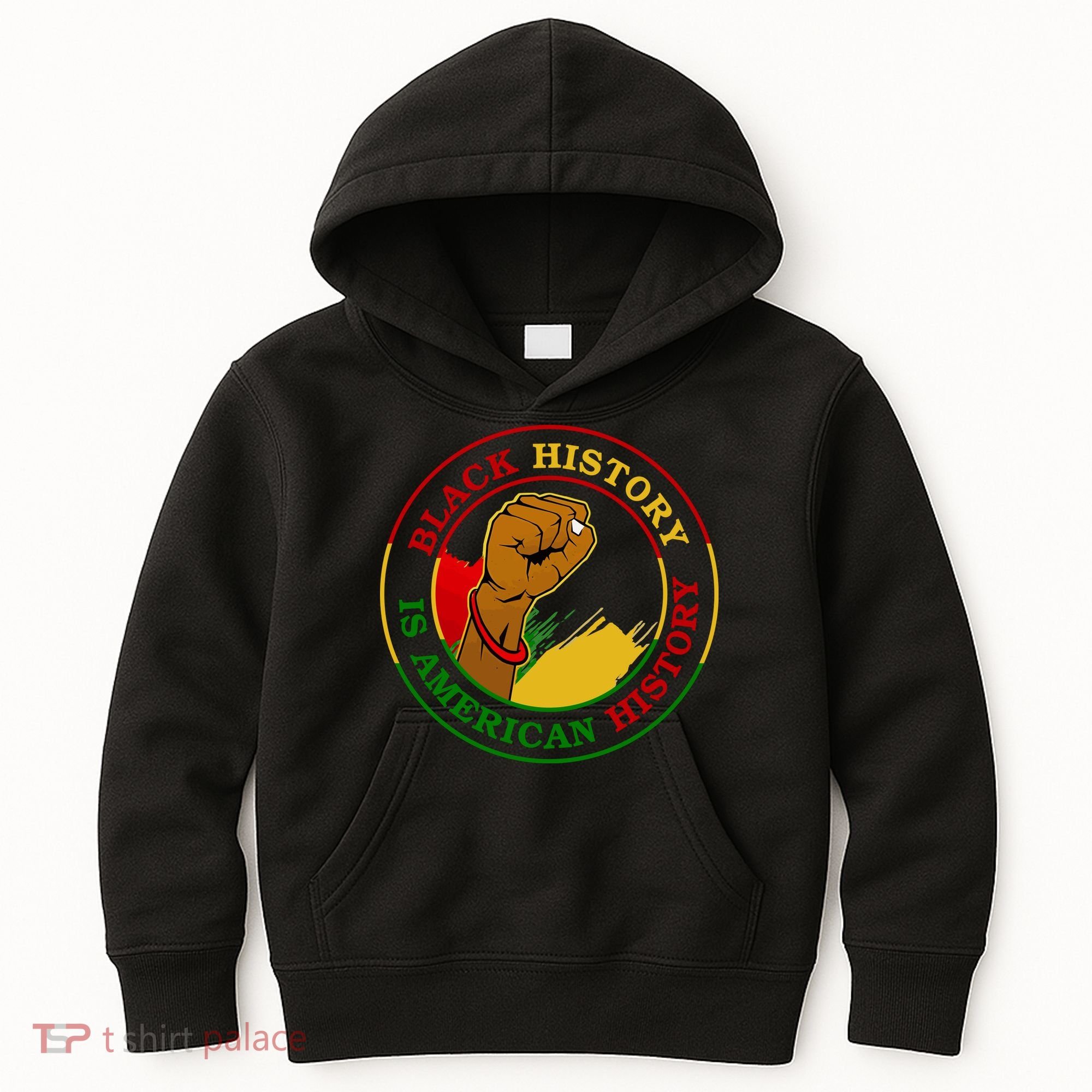 Black History Is American History Fist Kids Hoodie