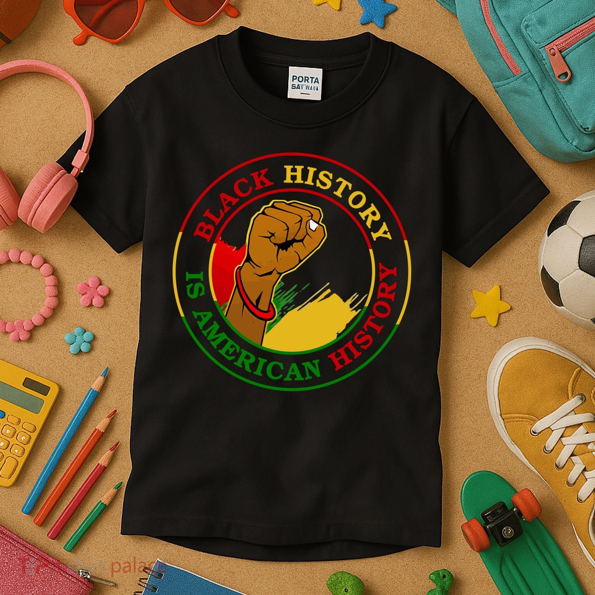 Black History Is American History Fist Kids T-Shirt