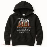 Books Helping Introverts Avoid Conversation Since 1454 Kids Hoodie thumb 0