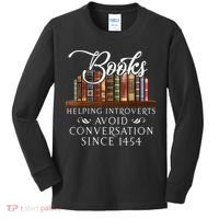 Books Helping Introverts Avoid Conversation Since 1454 Kids Long Sleeve Shirt thumb 0